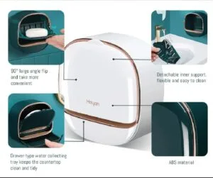 Wall Mounted Waterproof Soap Dish with Drainage & Flip Lid – Space Saving Shower Soap Box Holder