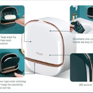 Wall Mounted Waterproof Soap Dish with Drainage & Flip Lid – Space Saving Shower Soap Box Holder