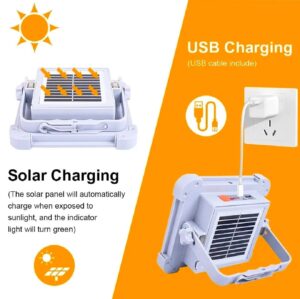 Rechargeable Solar LED Floodlight – Portable Outdoor Spotlight with Type-C Charging & IP66 Waterproof
