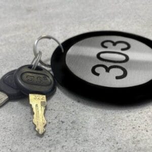 Acrylic Black & Silver Round Laser Cutting Key Ring – Customised