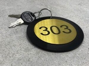 Acrylic Black & Golden Round Laser Cutting Key Ring – Customised