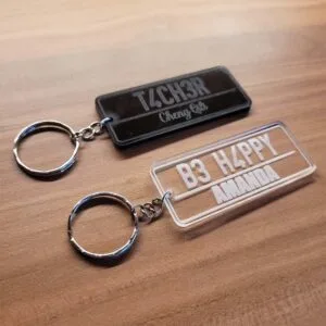 Acrylic-Keychain Laser Engraving and cutting Black, Transparent